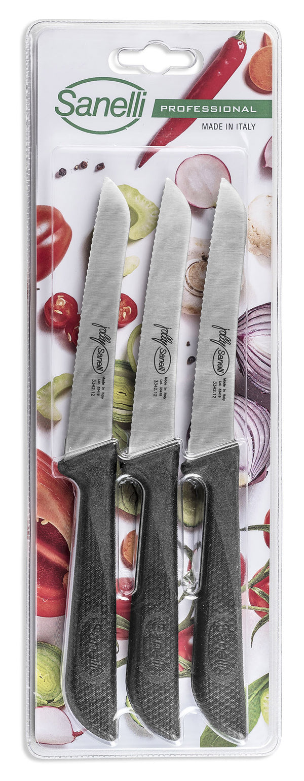 acquista Set de 3 Couteaux à Tomate Lame 12 cm Sanelli Jolly Noir