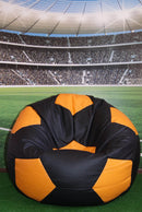 Poltrona a Sacco Pouf Ø100 cm in Similpelle Baselli Pallone da Calcio Nero e Arancione-2