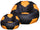 Pouf poire Ø100 cm en similicuir avec repose-pieds Baselli Ballon de football noir et orange