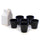 Lot de 6 tasses à café froissées noires avec pot à lait en grès Kaleidos blanc