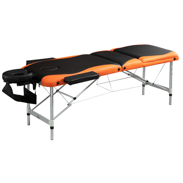 prezzo Table de Massage Physiothérapie 2 Articulations 214x60x82 cm en Aluminium Noir et Orange