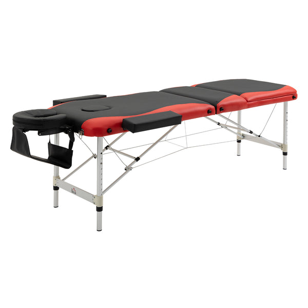 sconto Table de Massage Kinésithérapie 2 Articulations 215x60x84 cm en Aluminium Noir et Rouge