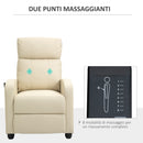 Poltrona Relax Massaggiante 68x88x98 cm con Telecomando in Similpelle Crema-4