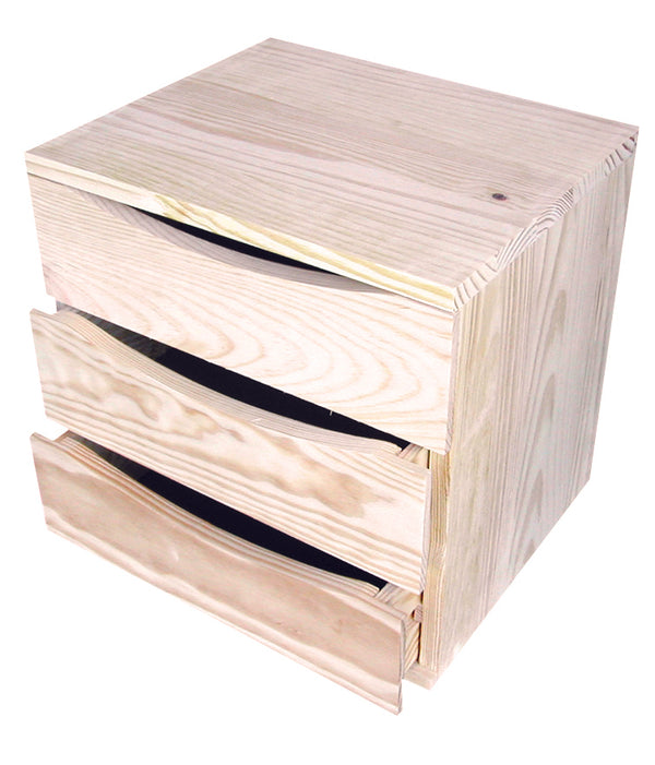 Table commode 3 tiroirs 36x30x36 cm en bois de pin naturel acquista