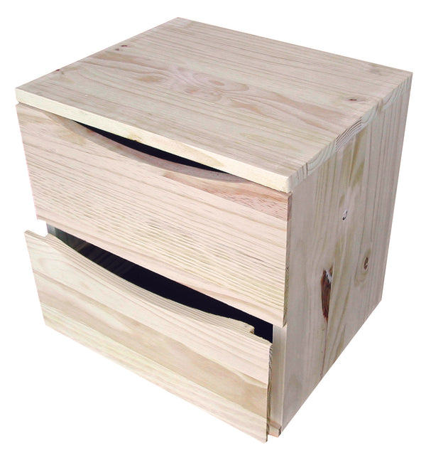 Table commode 2 tiroirs 36x30x36 cm en bois de pin naturel online