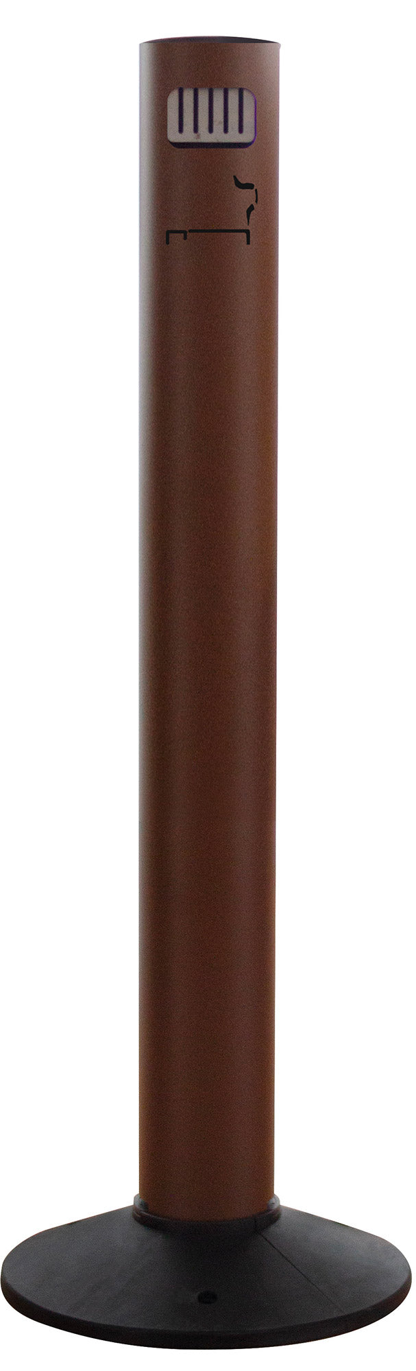 Posacenere a Colonna Ø 11,5/33,5x102 cm in Alluminio Verniciato con Contenitore Interno  Marrone-1
