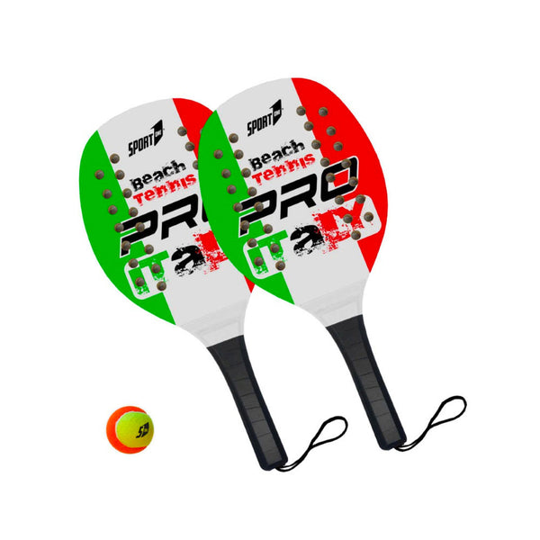 online Paire de raquettes de plage en bois avec balle tricolore italienne professionnelle
