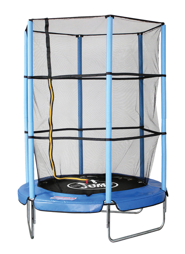 Tapis élastique trampoline Ø140x185 cm en acier avec filet de protection bleu acquista