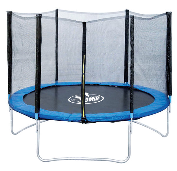 sconto Tapis élastique trampoline Ø244x200 cm en acier avec filet de protection noir et bleu