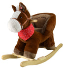 Cavallo a Dondolo per Bambini in Legno e Peluche Pony con Suoni -1