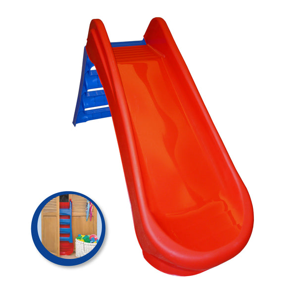 Toboggan enfant 130x47x72 cm pliable en plastique rouge et bleu sconto