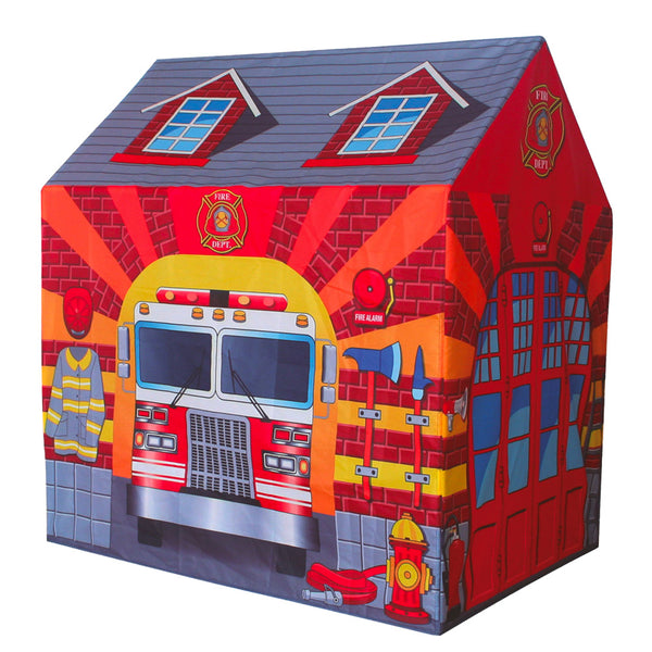 sconto Tente de jeu pour enfants 95x72x105 cm Structure tubulaire en plastique Pompiers Rouge