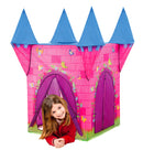 Tenda da Gioco per Bambini 110x110x132 cm Struttura in Plastica Tubolare Con 2 Torri Rosa-1