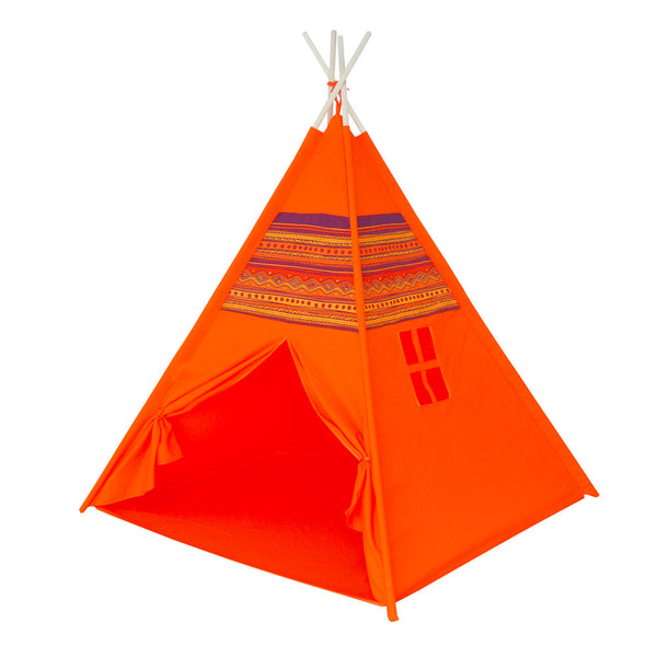 Tente indienne pour enfants 120x120x150 cm Structure tubulaire en bois orange sconto