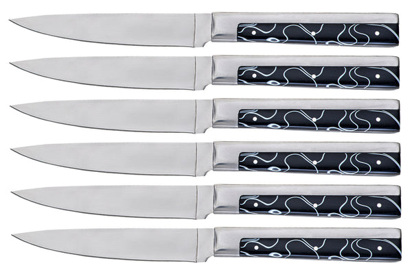 online Ensemble de 6 couteaux de table à lame lisse en acier inoxydable Black Samurai