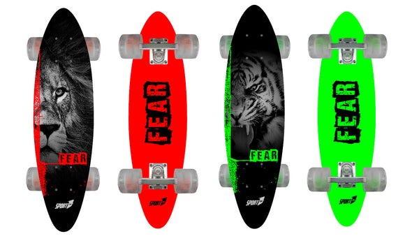 prezzo Skateboard avec plateau de 61 cm en bois Fear Red Green