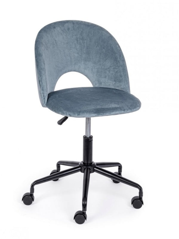 prezzo Chaise de bureau opérative en polyester effet velours bleu clair Linzey