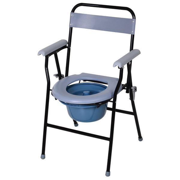 online Chaise de Toilette Pliante avec Cuvette Amovible pour Personnes Âgées et Handicapées en Fer et Tuyaux en Plastique 52x50x75 cm
