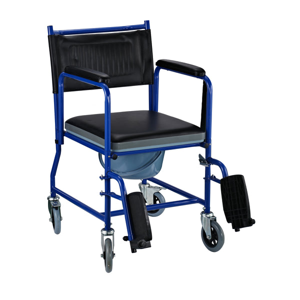 Salle de bain pour fauteuil roulant avec toilettes amovibles en fer noir et bleu 83x53x85 cm prezzo