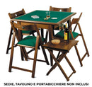 Tavolo da Gioco Quadrato Pieghevole 90x90 cm in Legno Panno Verde Del Fabbro Poker-2