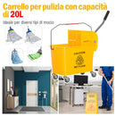 Carrello Pulizie Secchio 20L con Separatore Acqua e Strizzatore Rimovibile 60x27x70.5 cm -5