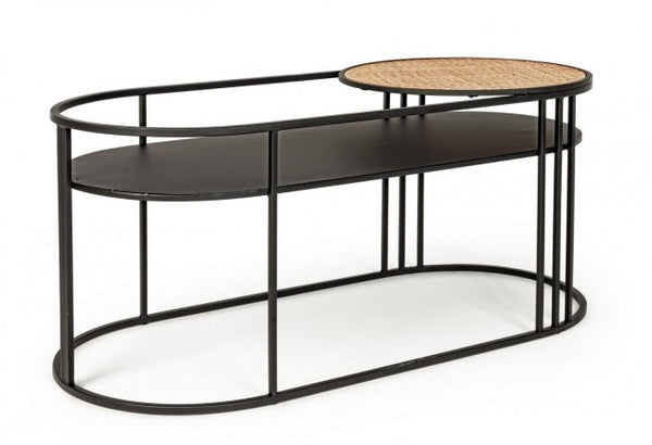 Table basse ovale 102x47x46 cm en acier et MDF noir online