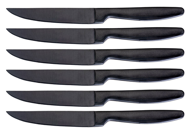 Ensemble de 6 couteaux de table à lame lisse en acier inoxydable noir Jacob prezzo