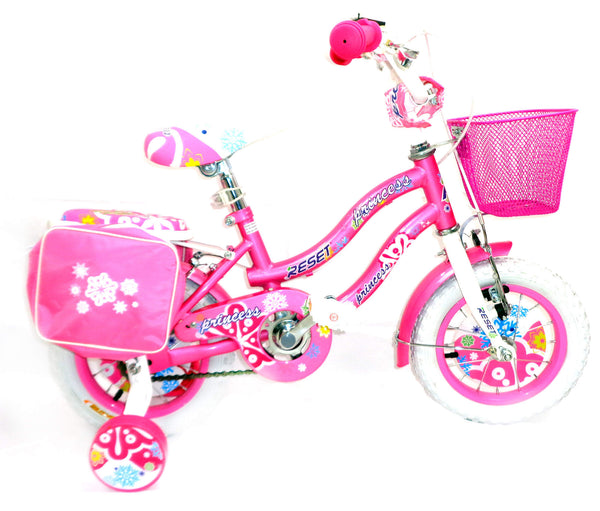 Vélo fille 12" 2 freins avec panier et sacoches latérales roses acquista