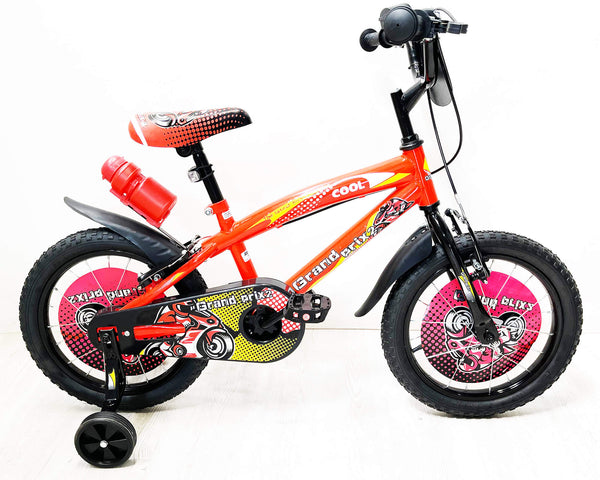 Vélo pour enfant 14" 2 freins avec bouteille d'eau et bouclier avant rouge sconto