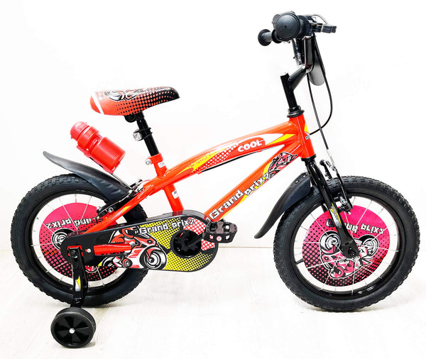 Vélo pour enfant 16" 2 freins avec bouteille d'eau et bouclier avant rouge sconto