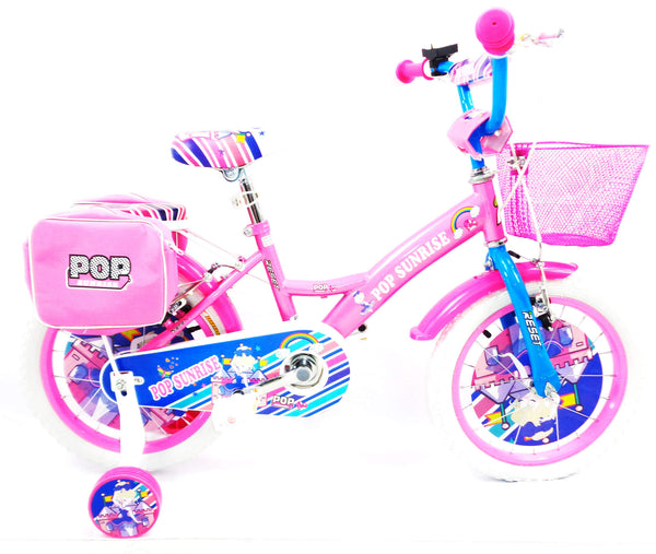 Vélo fille 12" 2 freins avec panier et sacoches latérales roses et blanches online