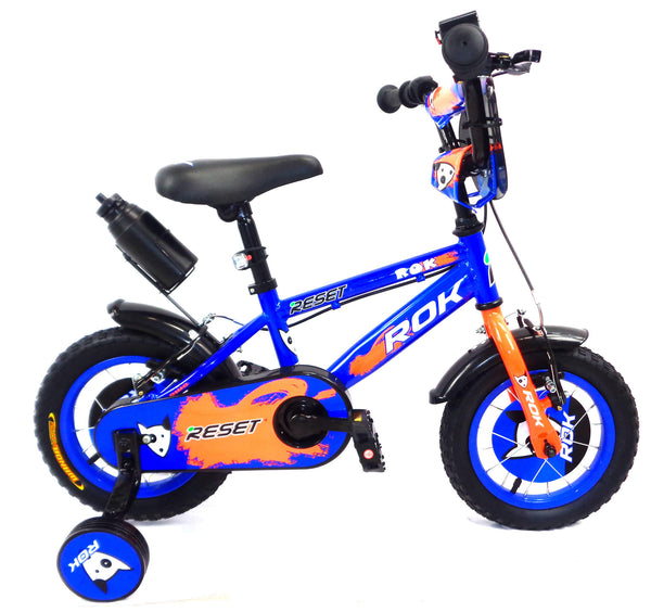 Vélo enfant 12" 2 freins avec bouteille d'eau et bouclier avant bleu et orange online