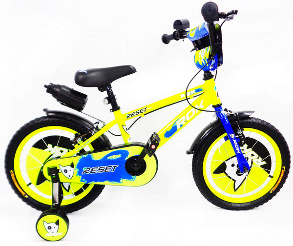 online Vélo enfant 16" 2 freins avec bouteille d'eau et bouclier avant jaune et bleu