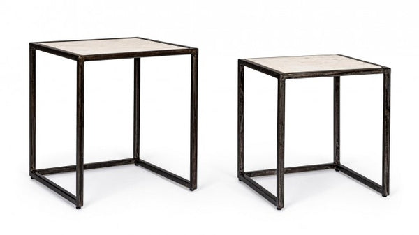 Ensemble de 2 tables basses avec pieds en acier et plateau en marbre acquista