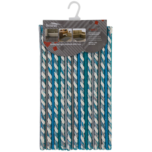 sconto Feridras Twist Tortora Tapis de salle de bain en coton chenille avec antidérapant