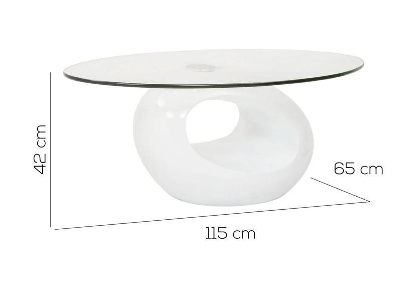 Tavolino da Salotto Ovale 115x42x65 cm Erma 2 Crumer Bianco-5