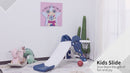Toboggan pour enfants 146x68x68 cm avec panier et ballon de basket bleu et blanc