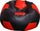 Pouf Pouf Ø100 cm en Baselli Ballon de Football Noir et Rouge