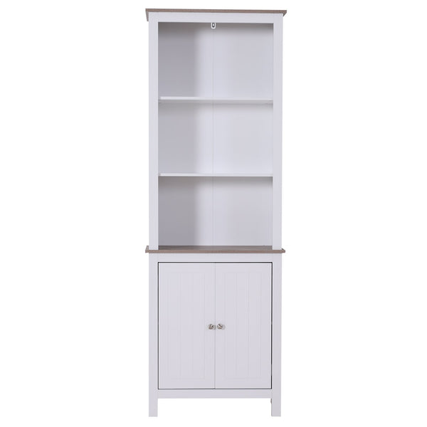 Bibliothèque en bois avec 3 étagères et portes blanches 60x30x175 cm prezzo