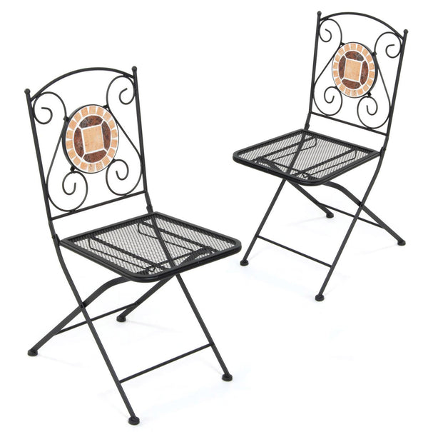Lot de 2 chaises de jardin pliantes en fer avec mosaïque Zeus prezzo