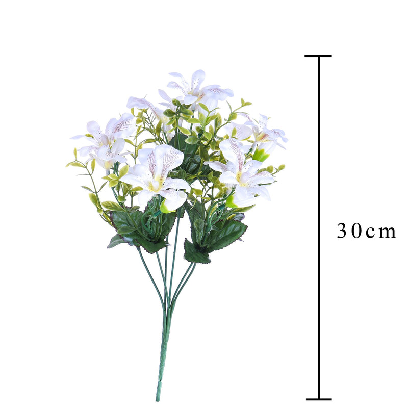 6 Bouquet Artificiali Mini di Orchidee Altezza 30 cm Bianco-2