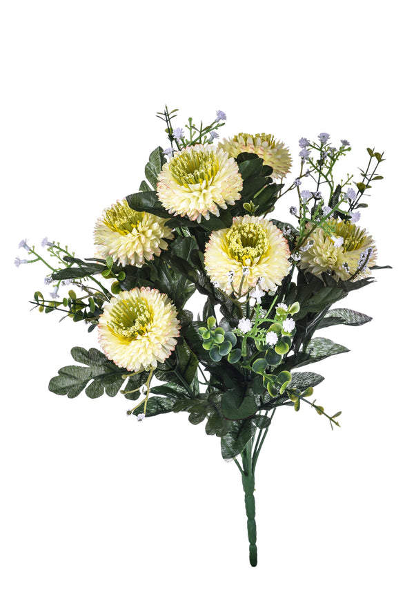 sconto Set 4 Bouquets Artificiels d'Aster Pon Pon Hauteur 42 cm Blanc