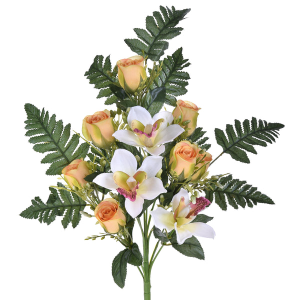 online Set 4 Bouquet Artificiel Frontal de Cymbidium et Roses Hauteur 43 cm Rose
