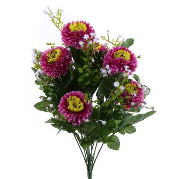 sconto Set 4 Bouquets Artificiels d'Aster Pon Pon Hauteur 42 cm Violet