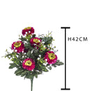 2 Bouquet Artificiali di Aster Pon Pon Altezza 42 cm Marrone/Ciliegia/Bordeaux-2