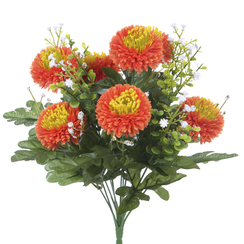 2 Bouquet Artificiali di Aster Pon Pon Altezza 42 cm Arancio-1