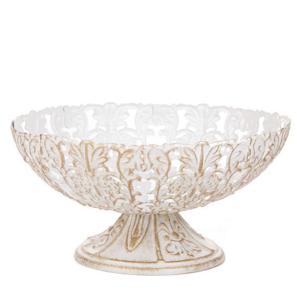 Tasse décorative avec incrustations 32 cm en métal blanc et doré online