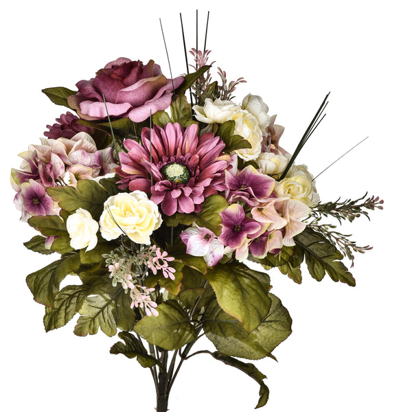 Set 2 Bouquet Artificiel d'Hortensias avec Roses Hauteur 34 cm Violet prezzo