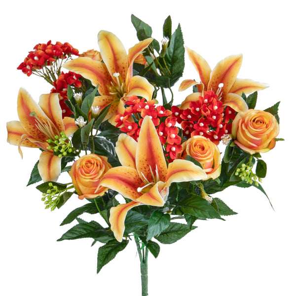 Bouquet artificiel Lys/achillée millefeuille 50 cm Jaune sconto