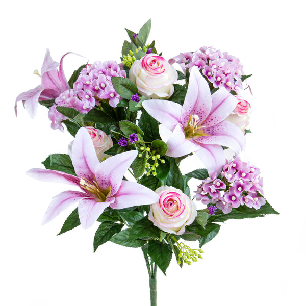 Bouquet artificiel Lys/achillée millefeuille 50 cm Rose prezzo